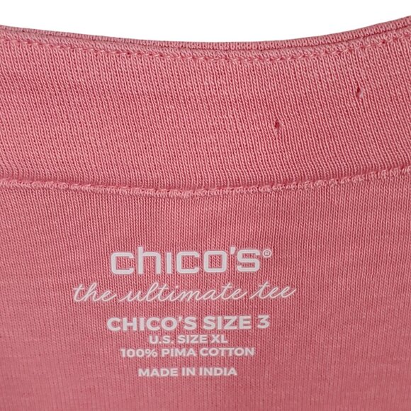 Chico's 2 Size XL Top Ultimate Tee Blocked Tunic Pima Cotton Knit Relaxed NWT - Picture 4 of 11